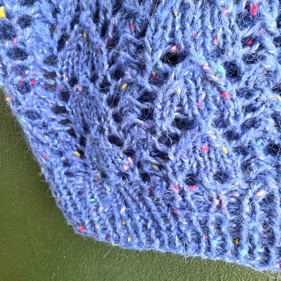 Blue Speckled Women's Crew Neck Sweater Handmade Soft Wool - Picture 9 of 16